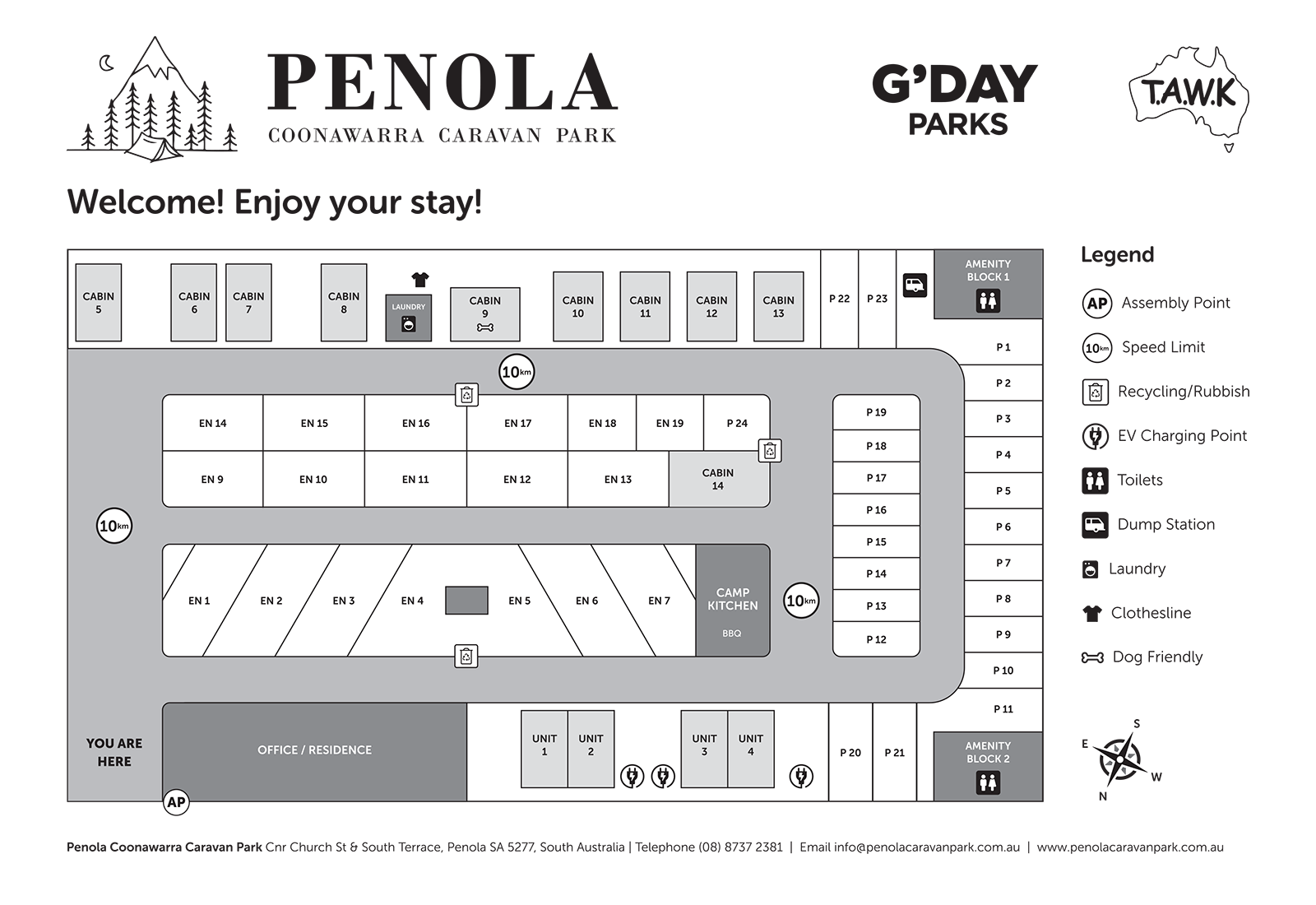 Penola Caravan Park Sitemap